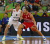 Bojan Bogdanovic (no.7) of Croatia (R) and Mindaugas Kuzminskas (no.6) of Lithuania (L) during FIBA European basketball championships 2013 half final match between Croatia and Lithuania. Half final match of FIBA European basketball championships 2013 between Croatia and Lithuania was played on Friday, 20th of September 2013 in Stozice arena in Ljubljana, Slovenia.
