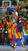 Tony Parker (no.9) of France shooting during FIBA European basketball championships 2013 half final match between France and Spain. Half final match of FIBA European basketball championships 2013 between France and Spain was played on Friday, 20th of September 2013 in Stozice arena in Ljubljana, Slovenia.
