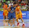 Antoine Diot (no.6) of France (L) and Sergio Rodriguez (no.6) of Spain (R) during FIBA European basketball championships 2013 half final match between France and Spain. Half final match of FIBA European basketball championships 2013 between France and Spain was played on Friday, 20th of September 2013 in Stozice arena in Ljubljana, Slovenia.
