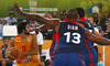 Ricky Rubio (no.9) of Spain (L) and Boris Diaw (no.13) of France (R) during FIBA European basketball championships 2013 half final match between France and Spain. Half final match of FIBA European basketball championships 2013 between France and Spain was played on Friday, 20th of September 2013 in Stozice arena in Ljubljana, Slovenia.
