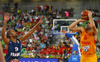 Sergio Rodriguez (no.6) of Spain (R) shooting over Tony Parker (no.9) of France (L) during FIBA European basketball championships 2013 half final match between France and Spain. Half final match of FIBA European basketball championships 2013 between France and Spain was played on Friday, 20th of September 2013 in Stozice arena in Ljubljana, Slovenia.
