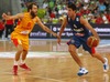 Antoine Diot (no.6) of France (R) and Sergio Rodriguez (no.6) of Spain (L) during FIBA European basketball championships 2013 half final match between France and Spain. Half final match of FIBA European basketball championships 2013 between France and Spain was played on Friday, 20th of September 2013 in Stozice arena in Ljubljana, Slovenia.
