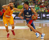 Antoine Diot (no.6) of France (R) and Sergio Rodriguez (no.6) of Spain (L) during FIBA European basketball championships 2013 half final match between France and Spain. Half final match of FIBA European basketball championships 2013 between France and Spain was played on Friday, 20th of September 2013 in Stozice arena in Ljubljana, Slovenia.
