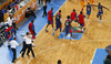 French players celebrate their victory after end of the FIBA European basketball championships 2013 half final match between France and Spain. Half final match of FIBA European basketball championships 2013 between France and Spain was played on Friday, 20th of September 2013 in Stozice arena in Ljubljana, Slovenia.
