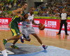 Tony Parker (no.9) of France (R) and Mantas Kalnietis (no.5) of Lithuania (L) during FIBA European basketball championships 2013 final match between France and Lithuania. Final match of FIBA European basketball championships 2013 between France and Lithuania was played on Sunday, 22nd of September 2013 in Stozice arena in Ljubljana, Slovenia.
