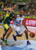 Tony Parker (no.9) of France (R) and Mantas Kalnietis (no.5) of Lithuania (L) during FIBA European basketball championships 2013 final match between France and Lithuania. Final match of FIBA European basketball championships 2013 between France and Lithuania was played on Sunday, 22nd of September 2013 in Stozice arena in Ljubljana, Slovenia.

