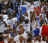 French fans during FIBA European basketball championships 2013 final match between France and Lithuania. Final match of FIBA European basketball championships 2013 between France and Lithuania was played on Sunday, 22nd of September 2013 in Stozice arena in Ljubljana, Slovenia.

