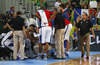 French players gathered around head coach of France, Vincent Collet during FIBA European basketball championships 2013 final match between France and Lithuania. Final match of FIBA European basketball championships 2013 between France and Lithuania was played on Sunday, 22nd of September 2013 in Stozice arena in Ljubljana, Slovenia.

