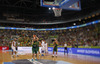 Jonas Maciulis (no.8) of Lithuania shooting free throw during FIBA European basketball championships 2013 final match between France and Lithuania. Final match of FIBA European basketball championships 2013 between France and Lithuania was played on Sunday, 22nd of September 2013 in Stozice arena in Ljubljana, Slovenia.
