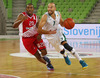 Nebojsa Joksimovic (no.7) of Union Olimpija (R) and De Marcus Nelson (no.20) of Crvena Zvezda (L) during match of 4th round of ABA Basketball League between Union Olimpija, Slovenia, and Crvena Zvezda, Serbia. Match of ABA Basketball League between Union Olimpija, Slovenia, and Crvena Zvezda, Serbia, was played on Sunday, 20th of October 2013 in Stozice arena in Ljubljana, Slovenia.

