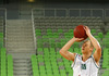 Sasu Salin (no.10) of Union Olimpija during match of FIBA basketball Euro Cup match between KK Union Olimpija, Ljubljana, Slovenia, and Khimki Moscow, Russia. Match between Union Olimpija and Khimki Moscow was closed for public as result of incident last season, and was played in Stozice Arena in Ljubljana, Slovenia, on Wednesday, 22nd of October 2014.
