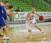 Sasu Salin (no.10) of Union Olimpija during match of FIBA basketball Euro Cup match between KK Union Olimpija, Ljubljana, Slovenia, and Khimki Moscow, Russia. Match between Union Olimpija and Khimki Moscow was closed for public as result of incident last season, and was played in Stozice Arena in Ljubljana, Slovenia, on Wednesday, 22nd of October 2014.
