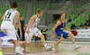 Petteri Koponen (no.8) of Khimki Moscow (R) and Sasu Salin (no.10) of Union Olimpija (L) during match of FIBA basketball Euro Cup match between KK Union Olimpija, Ljubljana, Slovenia, and Khimki Moscow, Russia. Match between Union Olimpija and Khimki Moscow was closed for public as result of incident last season, and was played in Stozice Arena in Ljubljana, Slovenia, on Wednesday, 22nd of October 2014.
