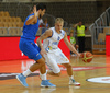 Sasu Salin (no.9) of Finland (R) during basketball match of Adecco cup between Finland and Italy. Basketball match of Adecco cup between Finland and Italy was played in Bonifika arena in Koper, Slovenia, on Friday, 21st of August 2015.
