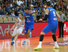 Petteri Koponen (no.11) of Finland (L) and Alessandro Gentile (no.5) of Italy (R) during basketball match of Adecco cup between Finland and Italy. Basketball match of Adecco cup between Finland and Italy was played in Bonifika arena in Koper, Slovenia, on Friday, 21st of August 2015.
