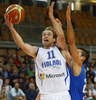 Petteri Koponen (no.11) of Finland scoring during basketball match of Adecco cup between Finland and Italy. Basketball match of Adecco cup between Finland and Italy was played in Bonifika arena in Koper, Slovenia, on Friday, 21st of August 2015.
