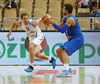 Petteri Koponen (no.11) of Finland (L) playing defense on Alessandro Gentile (no.5) of Italy (R) during basketball match of Adecco cup between Finland and Italy. Basketball match of Adecco cup between Finland and Italy was played in Bonifika arena in Koper, Slovenia, on Friday, 21st of August 2015.
