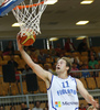 Petteri Koponen (no.11) of Finland scoring next to Andrea Bargnani (no.9) of Italy (R) during basketball match of Adecco cup between Finland and Italy. Basketball match of Adecco cup between Finland and Italy was played in Bonifika arena in Koper, Slovenia, on Friday, 21st of August 2015.
