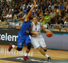 Mikko Koivisto (no.4) of Finland (R) and Marco Stefano Belinelli (no.3) of Italy (L)  during basketball match of Adecco cup between Finland and Italy. Basketball match of Adecco cup between Finland and Italy was played in Bonifika arena in Koper, Slovenia, on Friday, 21st of August 2015.
