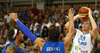 Erik Murphy (no.33) of Finland (R) shooting over Alessandro Gentile (no.5) of Italy (L) during basketball match of Adecco cup between Finland and Italy. Basketball match of Adecco cup between Finland and Italy was played in Bonifika arena in Koper, Slovenia, on Friday, 21st of August 2015.
