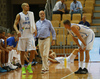 Head coach of Finland, Henrik Dettmann (M) between Tuukka Koitti (no.10) of Finland (L) and Erik Murphy (no.33) of Finland (R) during basketball match of Adecco cup between Finland and Italy. Basketball match of Adecco cup between Finland and Italy was played in Bonifika arena in Koper, Slovenia, on Friday, 21st of August 2015.
