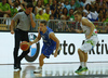 Roope Ahonen (no.30) of Finland (L) and Luka Rupnik (no.5) of Slovenia (R) during basketball match of Adecco cup between Finland and Slovenia. Basketball match of Adecco cup between Finland and Slovenia was played in Bonifika arena in Koper, Slovenia, on Saturday, 22nd of August 2015.
