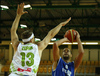 Gerald Lee (no.8) of Finland (R) shooting over Miha Zupan (no.13) of Slovenia (L) during basketball match of Adecco cup between Finland and Slovenia. Basketball match of Adecco cup between Finland and Slovenia was played in Bonifika arena in Koper, Slovenia, on Saturday, 22nd of August 2015.
