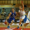 Petteri Koponen (no.11) of Finland (L) against Jaka Blazic (no.9) of Slovenia (R) during basketball match of Adecco cup between Finland and Slovenia. Basketball match of Adecco cup between Finland and Slovenia was played in Bonifika arena in Koper, Slovenia, on Saturday, 22nd of August 2015.
