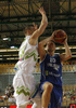 Tuukka Kotti (no.10) of Finland (R) against Alen Omic (no.23) of Slovenia (L) during basketball match of Adecco cup between Finland and Slovenia. Basketball match of Adecco cup between Finland and Slovenia was played in Bonifika arena in Koper, Slovenia, on Saturday, 22nd of August 2015.
