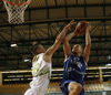 Tuukka Kotti (no.10) of Finland (R) against Alen Omic (no.23) of Slovenia (L) during basketball match of Adecco cup between Finland and Slovenia. Basketball match of Adecco cup between Finland and Slovenia was played in Bonifika arena in Koper, Slovenia, on Saturday, 22nd of August 2015.
