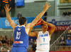 Mike Tobey (no.10) of Slovenia and Shawn Huff (no.7) of Finland of Finland during basketball match of FIBA Basketball World Cup 2023 Qualifiers between Slovenia and Finland. Basketball match of FIBA Basketball World Cup 2023 Qualifiers between Slovenia and Finland was played in Bonifika arena in Koper, Slovenia, on Monday, 28th of February 2022.