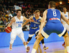 Ilari Seppala (no.35) of Finland and Luka Rupnik (no.5) of Slovenia during basketball match of FIBA Basketball World Cup 2023 Qualifiers between Slovenia and Finland. Basketball match of FIBA Basketball World Cup 2023 Qualifiers between Slovenia and Finland was played in Bonifika arena in Koper, Slovenia, on Monday, 28th of February 2022.