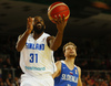 Jamar Wilson (no.31) of Finland and Jaka Blazic (no.11) of Slovenia during basketball match of FIBA Basketball World Cup 2023 Qualifiers between Slovenia and Finland. Basketball match of FIBA Basketball World Cup 2023 Qualifiers between Slovenia and Finland was played in Bonifika arena in Koper, Slovenia, on Monday, 28th of February 2022.