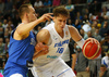 Klemen Prepelic (no.7) of Slovenia and Mikael Jantunen (no.18) of Finland during basketball match of FIBA Basketball World Cup 2023 Qualifiers between Slovenia and Finland. Basketball match of FIBA Basketball World Cup 2023 Qualifiers between Slovenia and Finland was played in Bonifika arena in Koper, Slovenia, on Monday, 28th of February 2022.