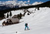 Ski touring and freeride skiing in mountains above Pokljuka, Slovenia, on Saturday, 30th of April 2016.
