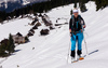 Ski touring and freeride skiing in mountains above Pokljuka, Slovenia, on Saturday, 30th of April 2016.
