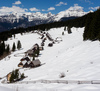 Snow cowered alpine meadows Zajamniki in Pokljuka, Slovenia, on Saturday, 30th of April 2016.
