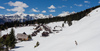 Snow cowered alpine meadows Zajamniki in Pokljuka, Slovenia, on Saturday, 30th of April 2016.
