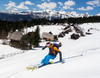 Ski touring and freeride skiing in mountains above Pokljuka, Slovenia, on Saturday, 30th of April 2016.
