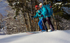 Ski tourers during ski tour in Velika Planina above Kamnik, Slovenia on sunny Saturday, 20th of February 2016.
