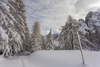 Ski touring in mountains around Vrsic pass above Kranjska Gora, Slovenia.