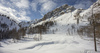 Ski touring in mountains around Vrsic pass above Kranjska Gora, Slovenia.