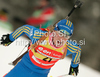Winner Helena Jonsson of Sweden during women 15km individual race of e.on Ruhrgas IBU Biathlon World Cup 2009-10. Women individual race of e.on Ruhrgas IBU Biathlon World Cup was held in Pokljuka, Slovenia, on 17th of December 2009.
