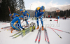 Swedish team testing skis during women 15km individual race of e.on Ruhrgas IBU Biathlon World Cup 2009-10. Women individual race of e.on Ruhrgas IBU Biathlon World Cup was held in Pokljuka, Slovenia, on 17th of December 2009.
