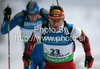 Winner Christoph Sumann of Austria during men 20km individual race of e.on Ruhrgas IBU Biathlon World Cup 2009-10. Men individual race of e.on Ruhrgas IBU Biathlon World Cup was held in Pokljuka, Slovenia, on 17th of December 2009.
