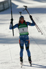 Winner Svetlana Sleptsova of Russia during women 10km pursuit race of e.on Ruhrgas IBU Biathlon World Cup 2009-10. Women pursuit race of e.on Ruhrgas IBU Biathlon World Cup was held in Pokljuka, Slovenia, on 20th of December 2009.
