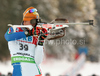 Mattia Cola of Italy during men 12,5km pursuit race of e.on Ruhrgas IBU Biathlon World Cup 2009-10. Men pursuit race of e.on Ruhrgas IBU Biathlon World Cup was held in Pokljuka, Slovenia, on 20th of December 2009.
