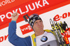Winner Bjoern Ferry of Sweden celebrates his victory in men IBU E.on Biathlon World cup sprint race in Pokljuka, Slovenia. Men sprint race of IBU E.on Biathlon World cup was held on Thursday, 6th of March 2014 in Pokljuka, Slovenia.
