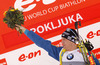 Winner Bjoern Ferry of Sweden celebrates his victory in men IBU E.on Biathlon World cup sprint race in Pokljuka, Slovenia. Men sprint race of IBU E.on Biathlon World cup was held on Thursday, 6th of March 2014 in Pokljuka, Slovenia.
