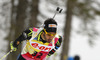 Martin Fourcade of France competes during men IBU E.on Biathlon World cup sprint race in Pokljuka, Slovenia. Men sprint race of IBU E.on Biathlon World cup was held on Thursday, 6th of March 2014 in Pokljuka, Slovenia.
